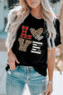 Black Love Heart Plaid Striped Leopard Print Graphic T Shirt